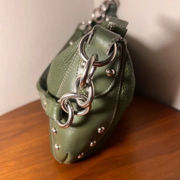 Furla Green Leather Studded Shoulder Bag - Picture 13 of 16